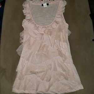 Baby Pink Lace and Ruffle Tank